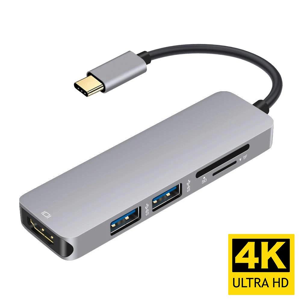 ƺϿ USBC to HDMI ȣȯ USB 3.0, USB 2.0 SD TF ī , 4K, 30Hz, 1080P HDTV ÷,  , CŸ  